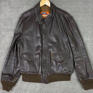 Vintage Cooper A2 Goatskin Leather Bomber Jacket Men's 42 R Brown Flight USA